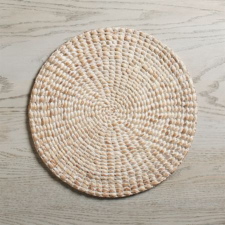 Whitewash Water Hyacinth Round Placemat Reviews Crate And Barrel