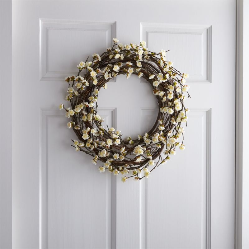 White Cherry Blossom Wreath + Reviews | Crate and Barrel