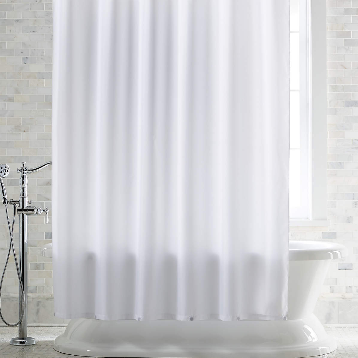 white shower curtains long