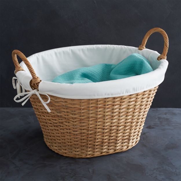 Wicker Laundry Basket with Liner Reviews Crate and Barrel