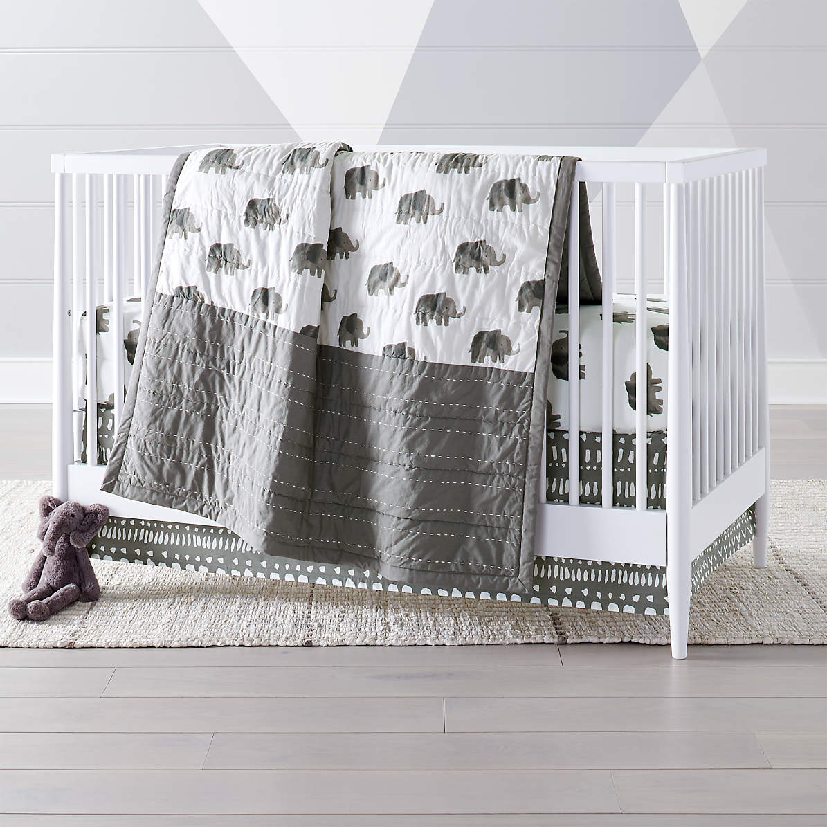 elephant crib sheets gray