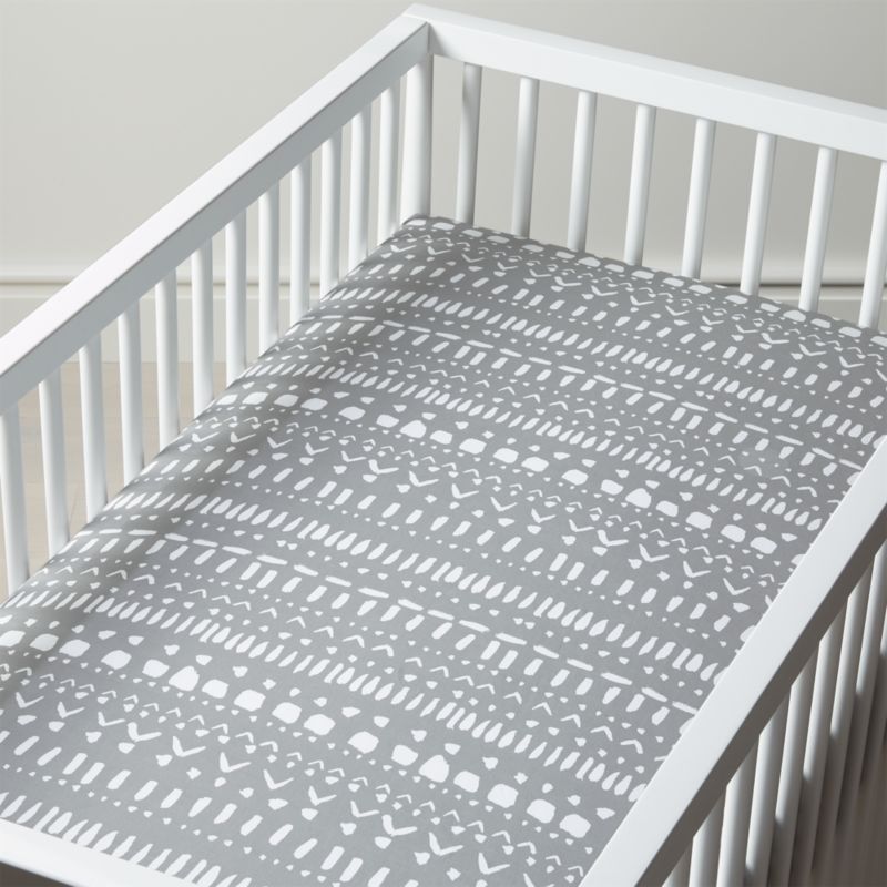 Organic Wild Excursion Abstract Grey Crib Fitted Sheet + Reviews