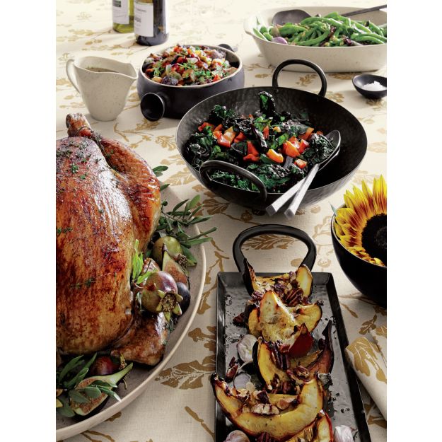 Feast Rectangular Hammered Iron Serving Platter Crate and Barrel