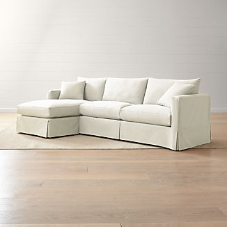 Sofa Slipcovers Crate And Barrel Willow 2 Piece Left Arm Chaise Modern Slipcovered Sectional