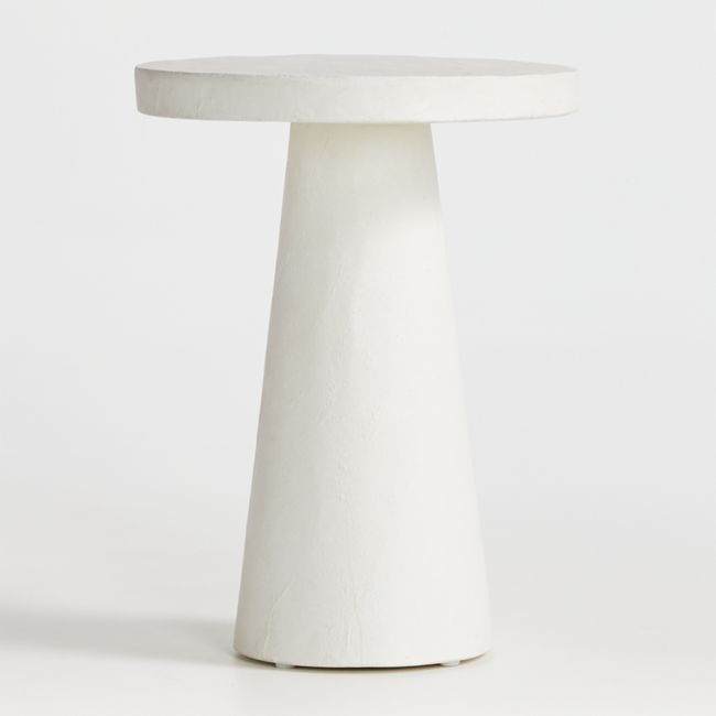 Online Designer Combined Living/Dining Willy White Plaster Pedestal Side Table