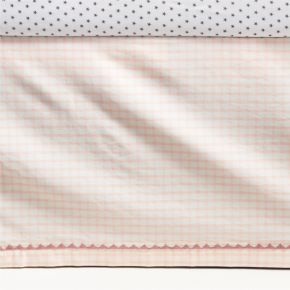 Image of Pink Windowpane Plaid Organic Cotton Baby Crib Skirt