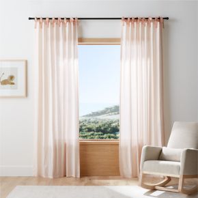 Image of Pink Windowpane Plaid 100% Organic Cotton Curtain Panel 44"x96"