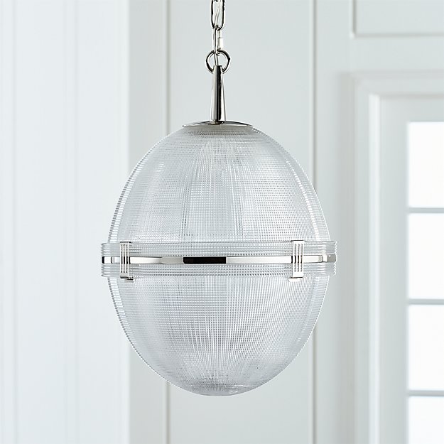 Windsor Glass Globe Polished Nickel Pendant Crate and Barrel