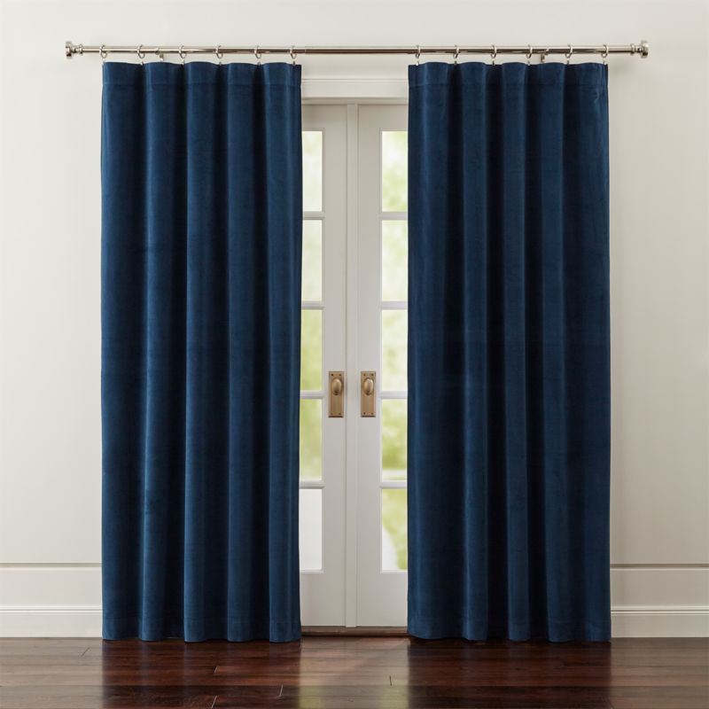 Windsor Blue Velvet Curtains Crate and Barrel