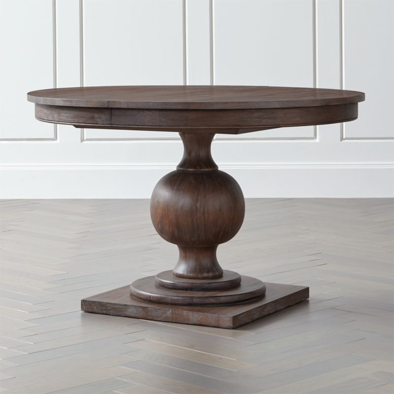48" Round Light Mahogany Extendable Dining Table Crate and