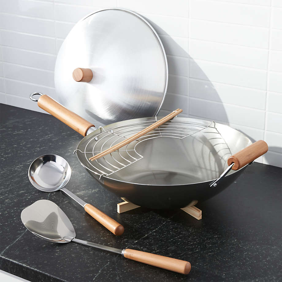 Carbon Steel Wok Set + Reviews Crate and Barrel