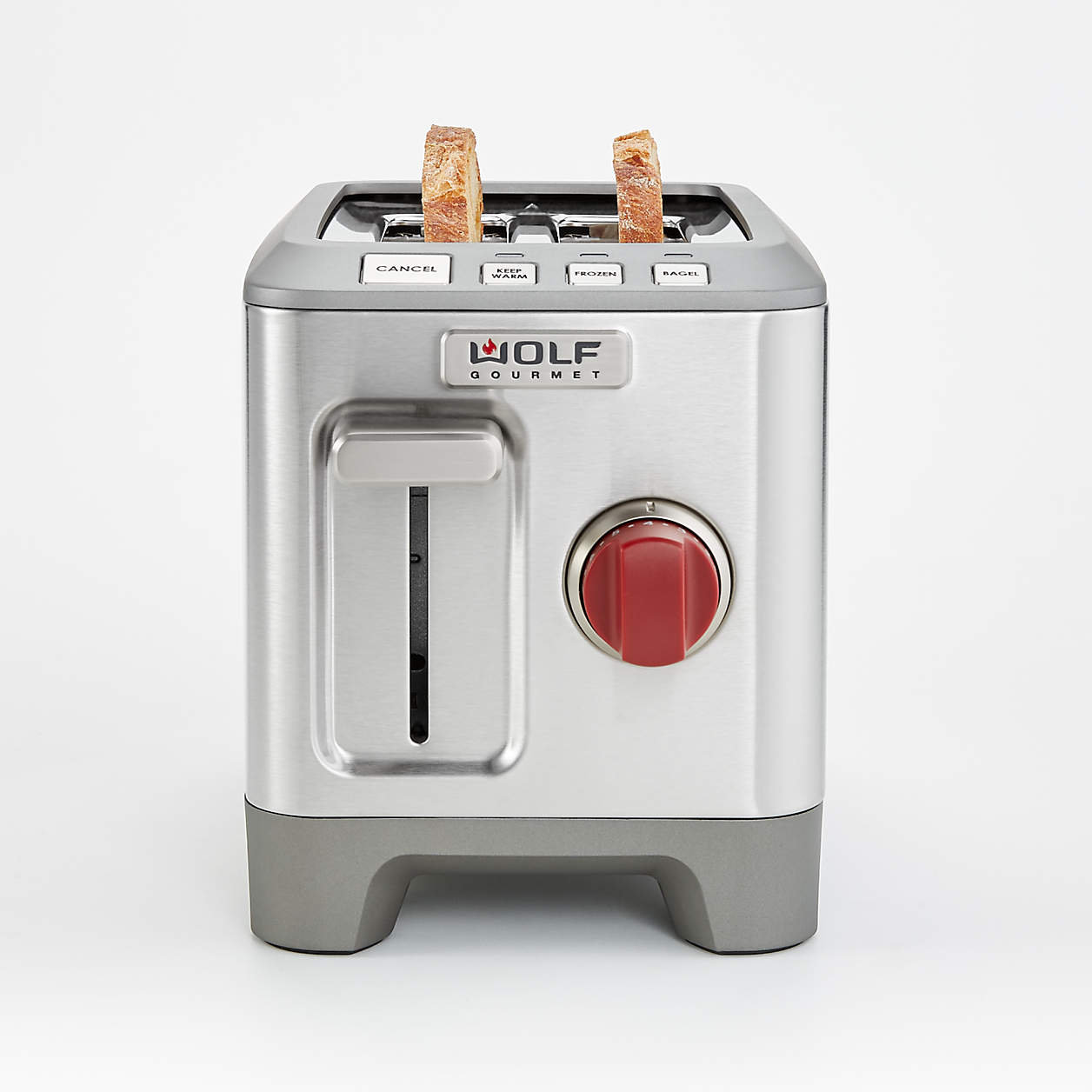 Wolf Gourmet 2Slice Toaster with Red Knob + Reviews Crate and Barrel