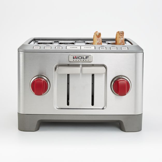 Wolf Gourmet 4Slice Toaster with Red Knobs Crate and Barrel