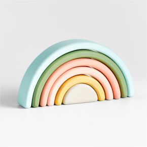 Image of Wonder & Wise by Asweets Rainbow Wooden Kids Stacking Toy