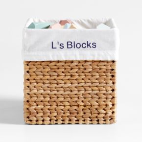 Image of Wonderful Wicker Organic Cotton Shelf Storage Bin Liner