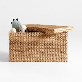 Image of Wonderful Wicker Natural Woven Kids Toy Box with Lid