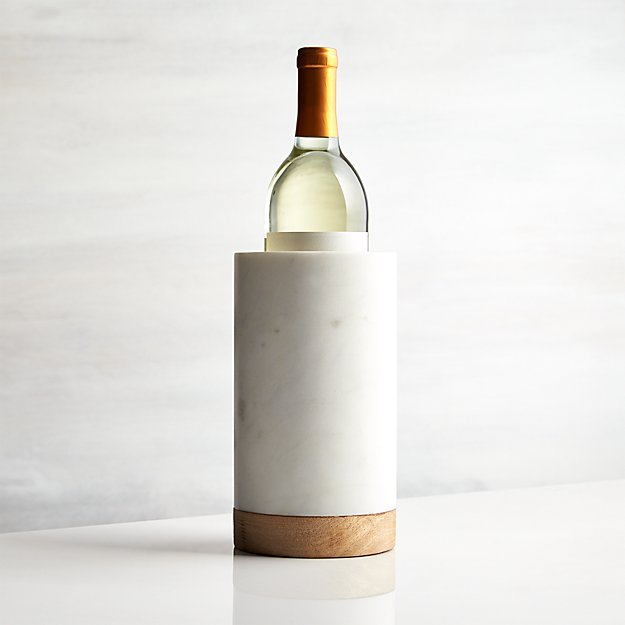 wood and marble wine cooler