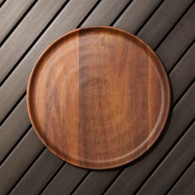 Wood Grain Melamine Dinner Plate + Reviews Crate and Barrel