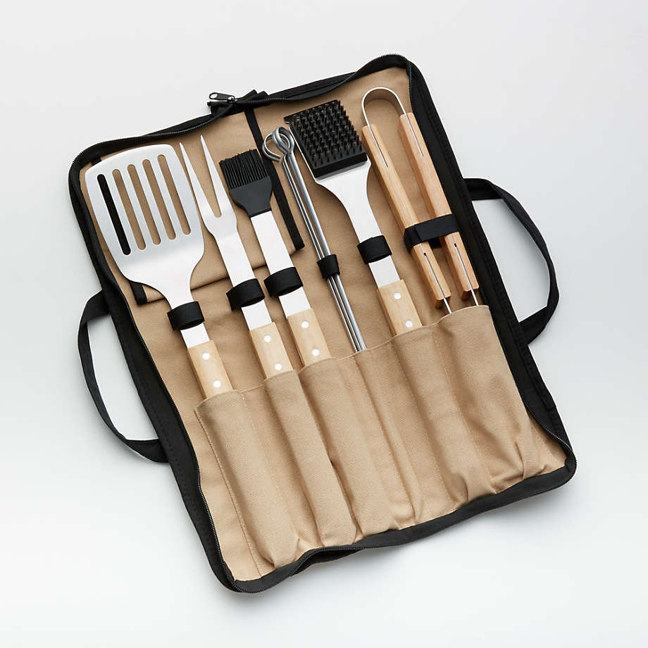 WoodHandled 9Piece Barbecue Tool Set + Reviews Crate and Barrel Canada