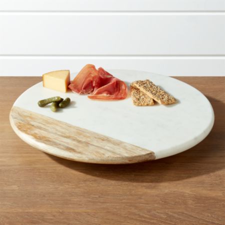 Wood And Marble Lazy Susan Reviews Crate And Barrel