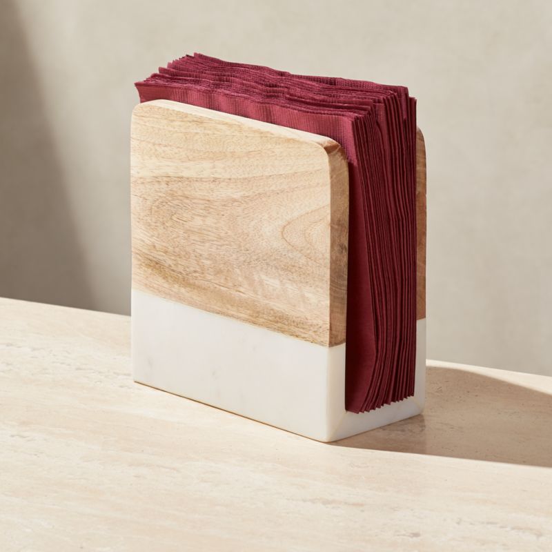Wood and Marble Napkin Holder + Reviews Crate and Barrel Canada