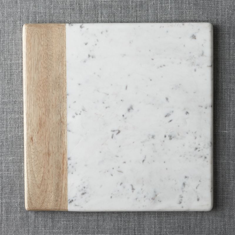 Wood Marble Square Platter + Reviews  Crate and Barrel