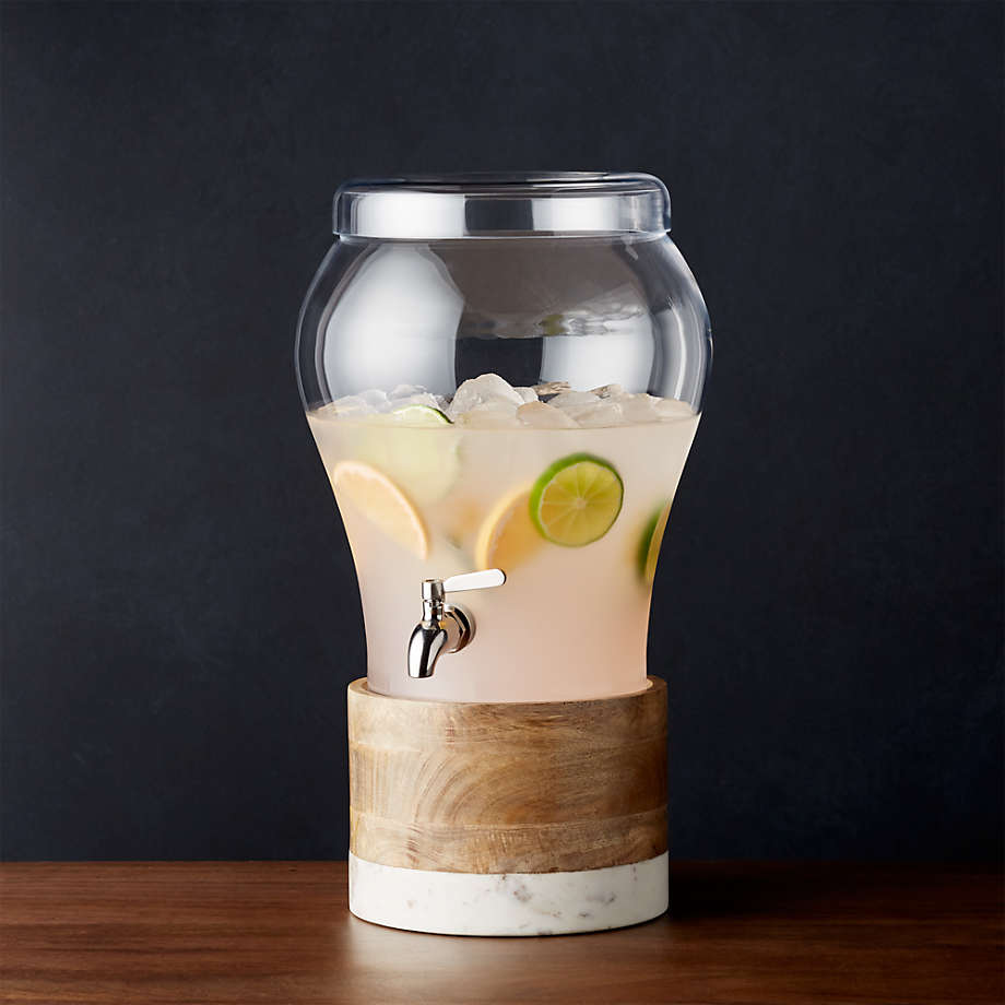 Elsey 3 Gallon Drink Dispenser with Wood and Marble Drink