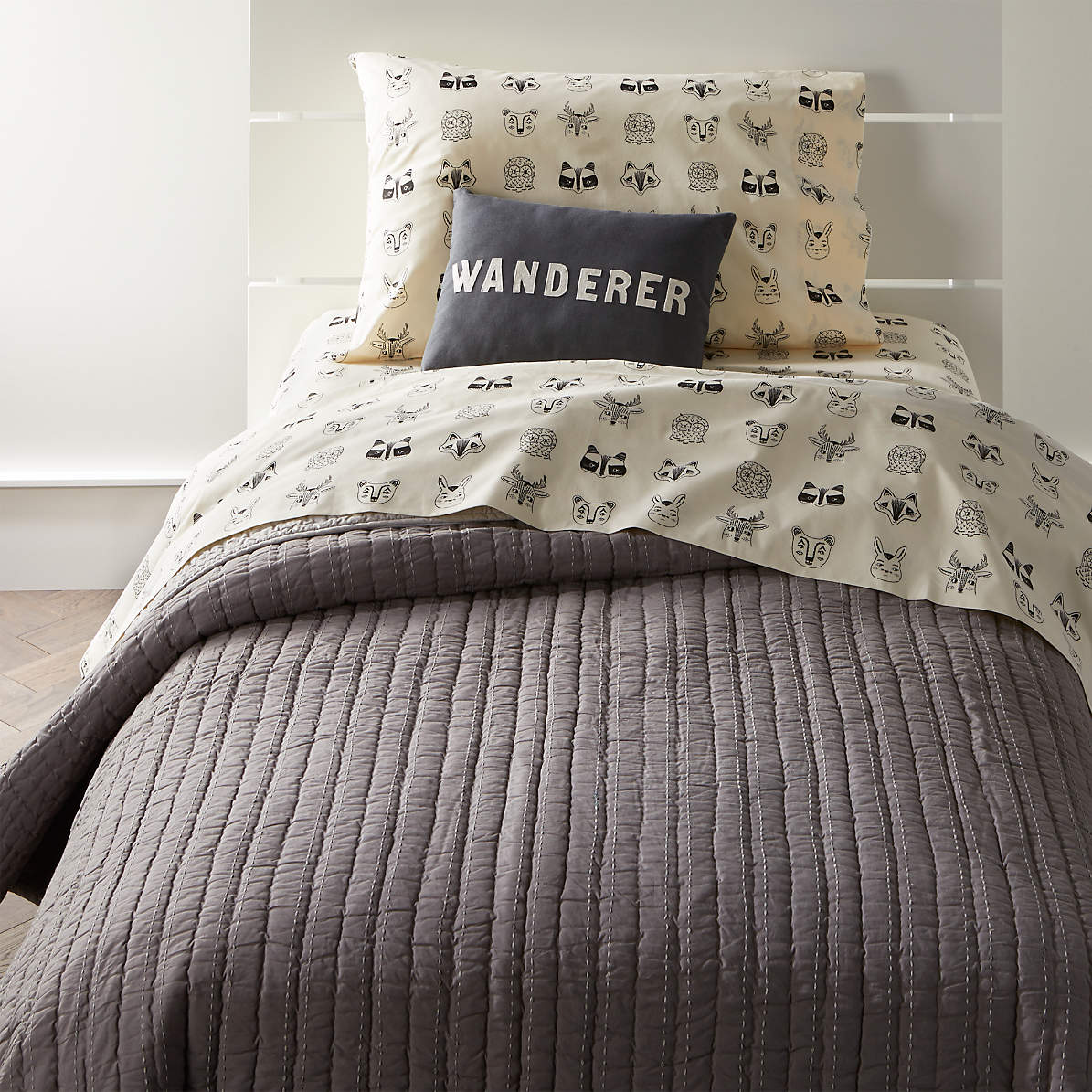 grey woodland bedding