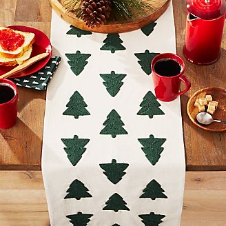 Table Runners Linen Cotton Polyester Crate And Barrel Woodland Trees Embroidered Table Runner