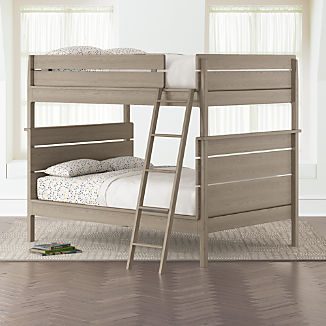 Wood Bunk Beds Crate And Barrel Wrightwood Grey Stain Full Over Bunk Bed