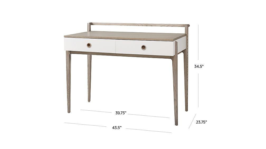 Grey And White Kids Desk Reviews Crate Barrel Tap To Zoom Image With Dimension For Kids Wrightwood Grey Stain And White Desk
