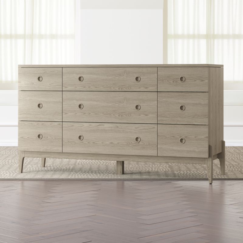 Kids Wrightwood Grey Stain 9 Drawer Dresser Reviews Crate And