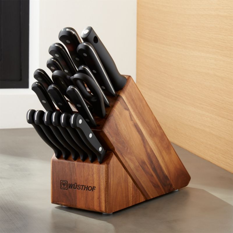 card print app Knife Block Acacia  Gourmet Reviews Wüsthof Set 18  Piece