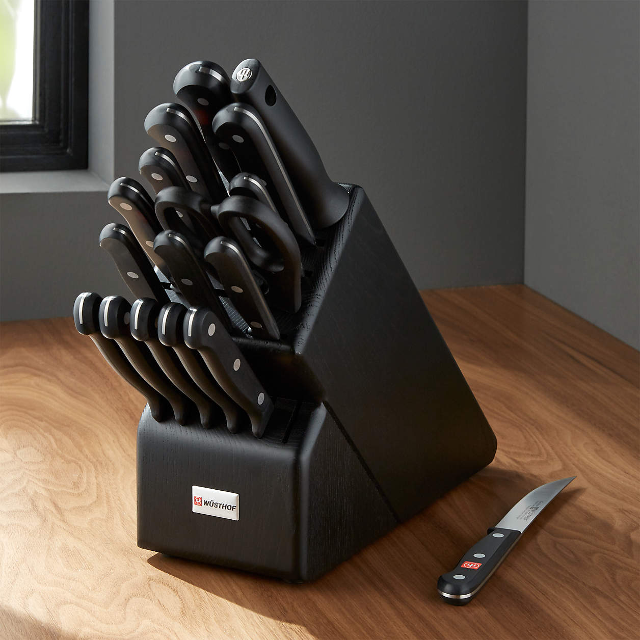 Wüsthof Gourmet 18-Piece Black Knife Block Set + Reviews | Crate and Barrel