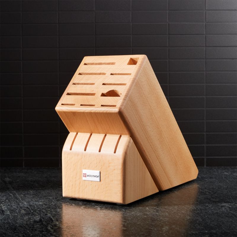 Wusthof 15Slot Natural Wood Knife Block + Reviews Crate and Barrel