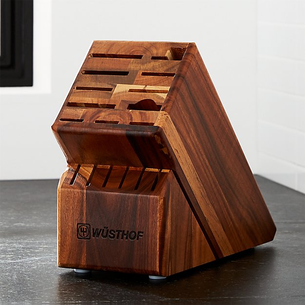 Wüsthof ® 17-Slot Acacia Knife Block | Crate and Barrel