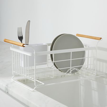 Yamazaki Tosca White Over The Sink Dish Drainer Rack Reviews Crate And Barrel