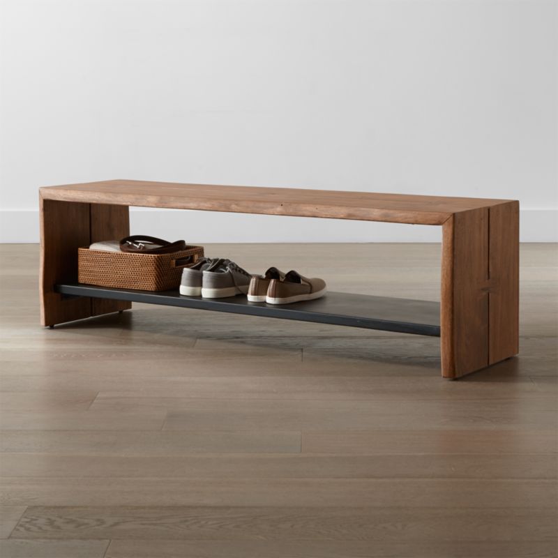 Yukon Grey Entryway Bench With Shelf Reviews Crate And Barrel