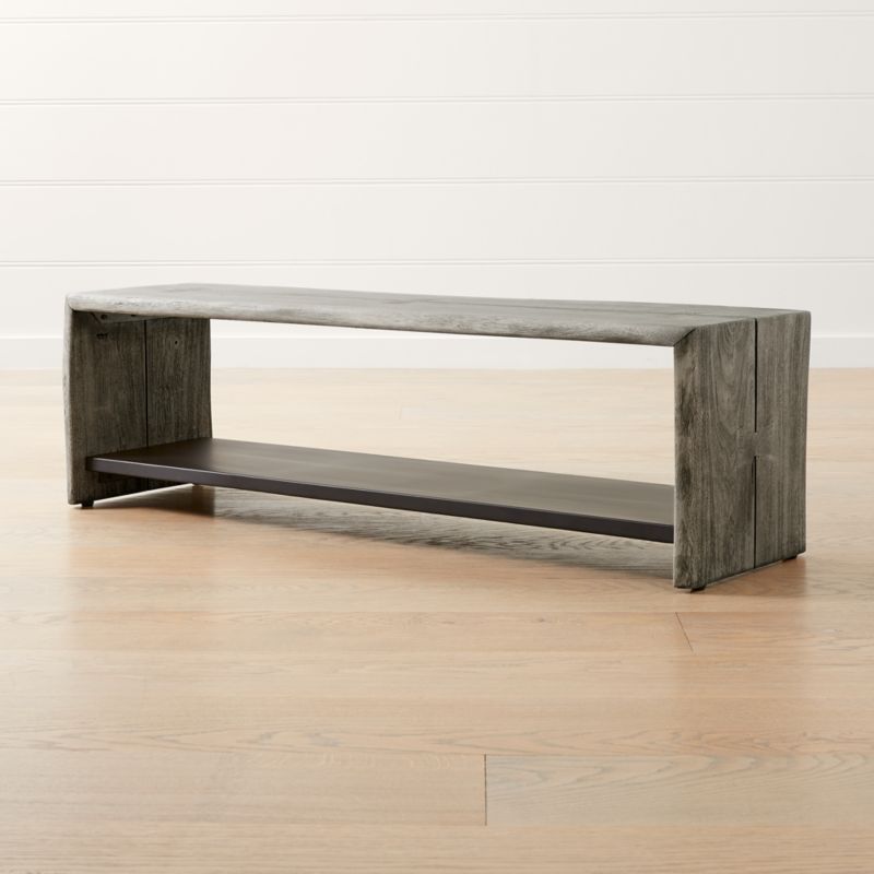 Yukon Grey Entryway Bench With Shelf Reviews Crate And Barrel