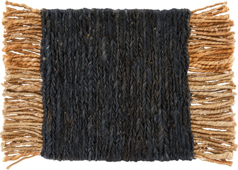 Yuma Fringed Black Jute 12"x12" Rug Swatch Crate and Barrel