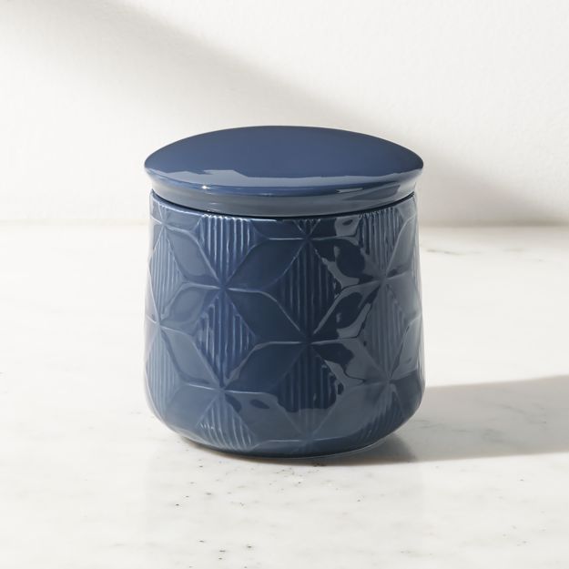Zane Small Blue Kitchen Canister + Reviews Crate and Barrel