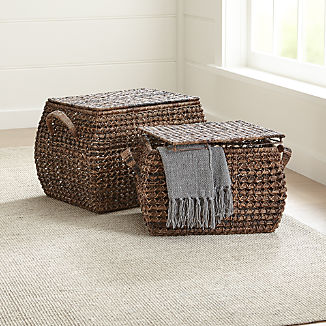 Baskets Wicker Wire Woven And Rattan Crate Barrel