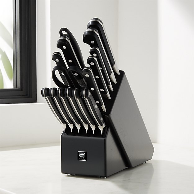 ZWILLING J.A. Henckels Pro 16-Piece Black Block Knife Set + Reviews | Crate and Barrel