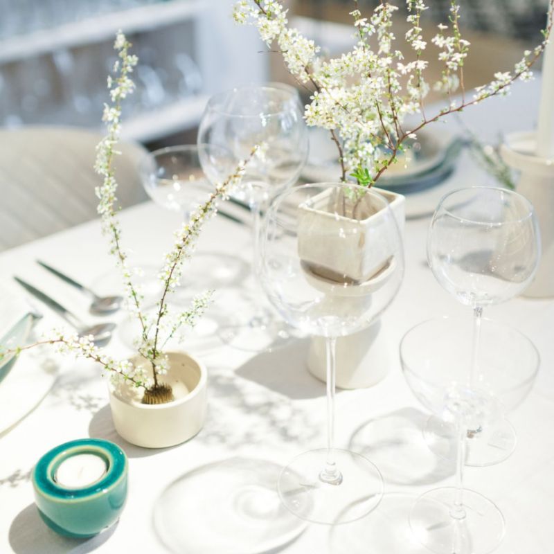 small white floral arrangements