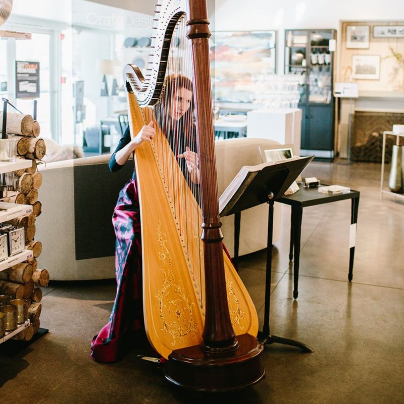 Harpist provides live music