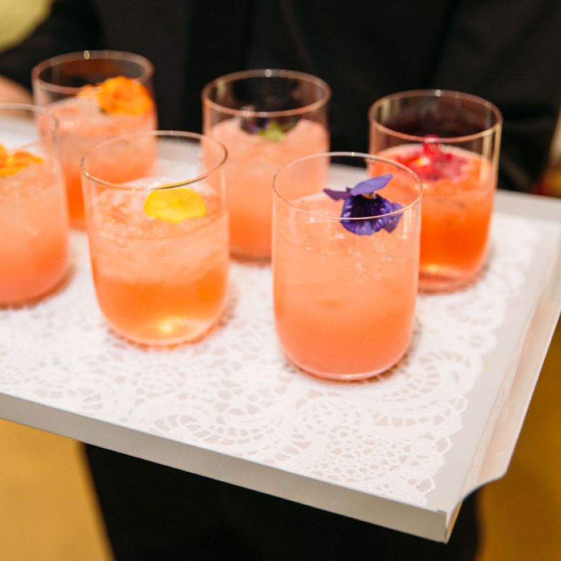 Cocktails with edible florals