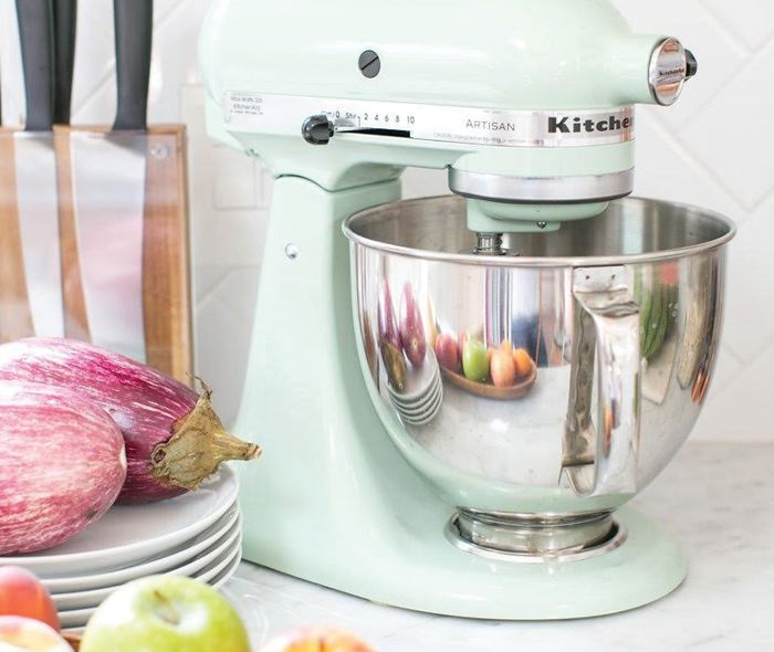 A Pistachio Colored KitchenAid Artisan Stand Mixer