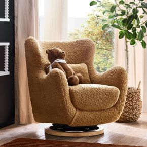 Image of Babyletto x Nursery Works Solstice Brown Shearling Nursery Glider Chair
