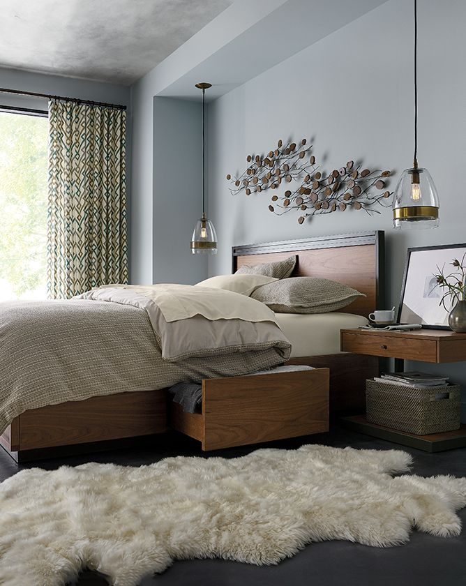 grey and brown bedroom: blair | crate and barrel