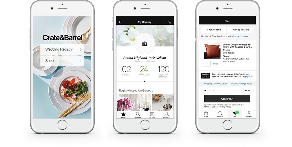 Shopping Wedding and Gift Registry App Crate and Barrel